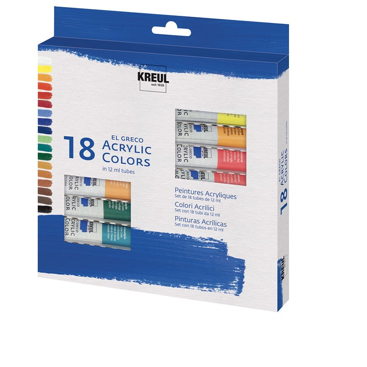 Set dei colori acrilici El Greco 18 x 12 ml