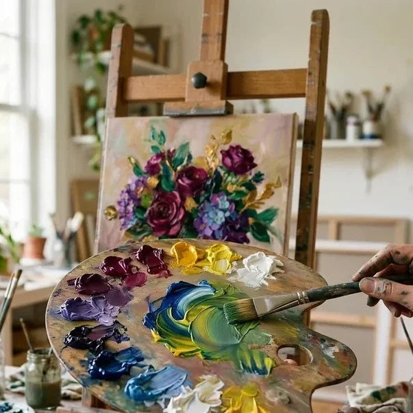 Miscelazione di colori a olio sulla tela