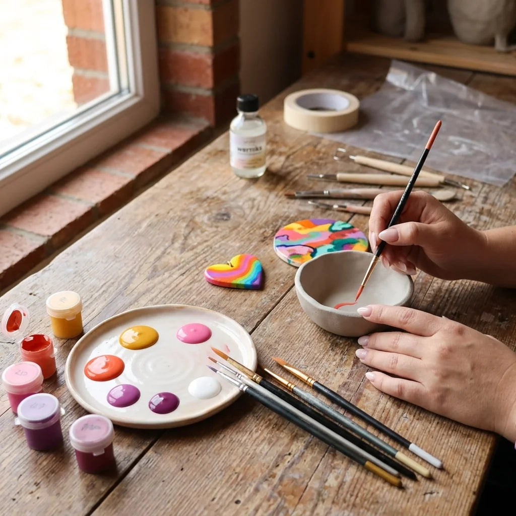 Pittura del progetto finito con colori acrilici e protezione con vernice