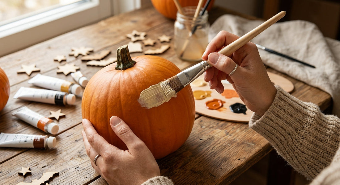 Consigli creativi per decorazioni con zucche: usa decorazioni in legno e tempere
