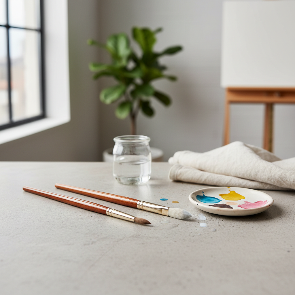two high quality artist brushes side by side