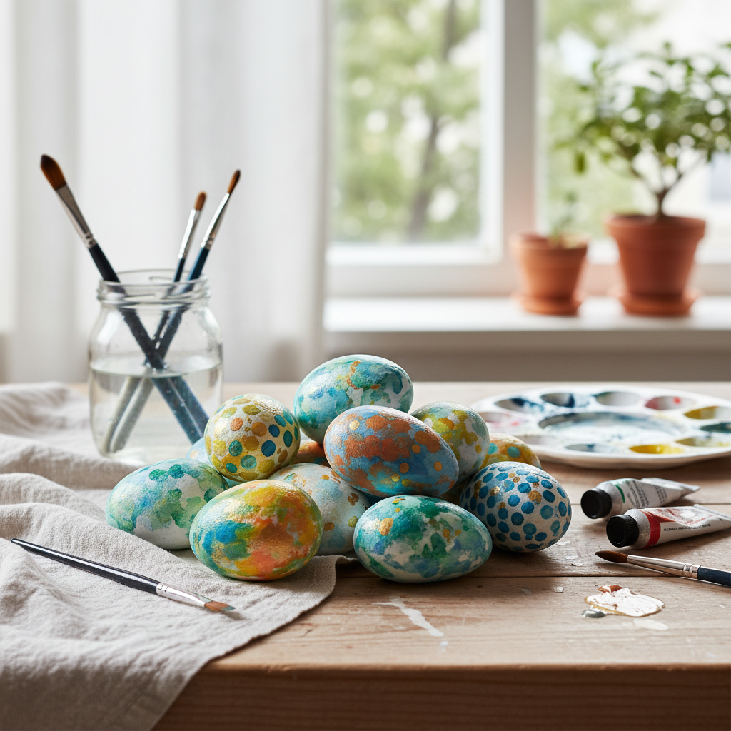 painted stones shaped like eggs