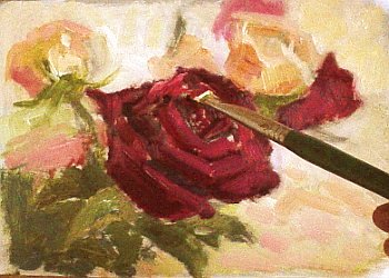 Eine handgemalte Rose auf Leinwand