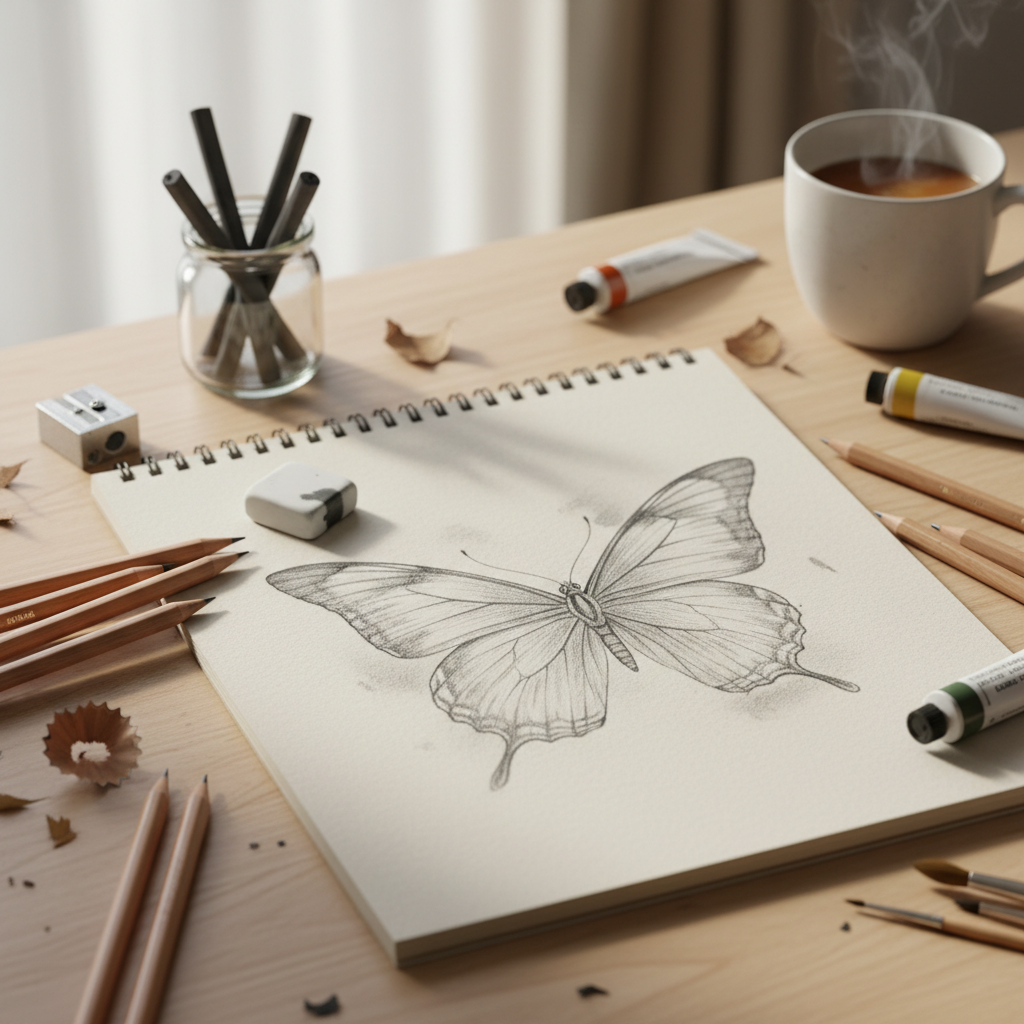 pencil drawing of a butterfly