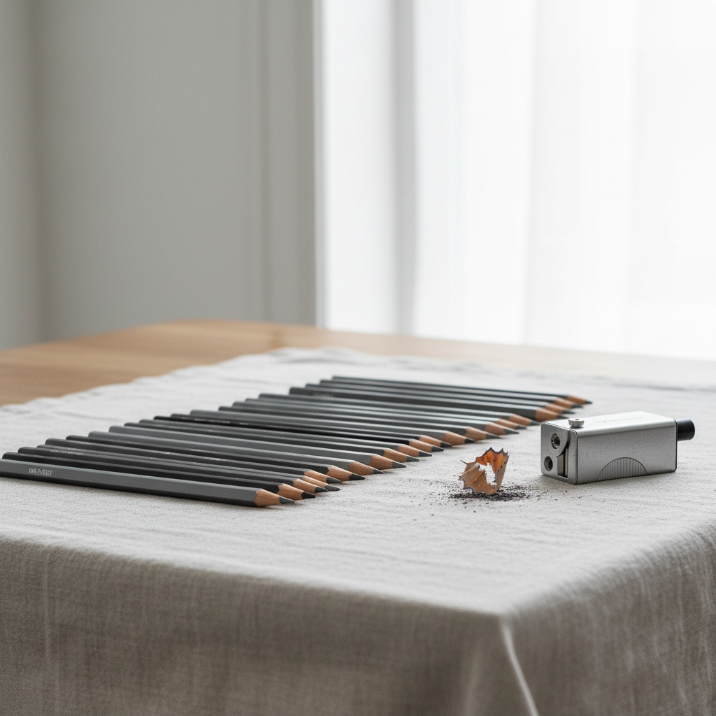 graphite pencils and sharpener