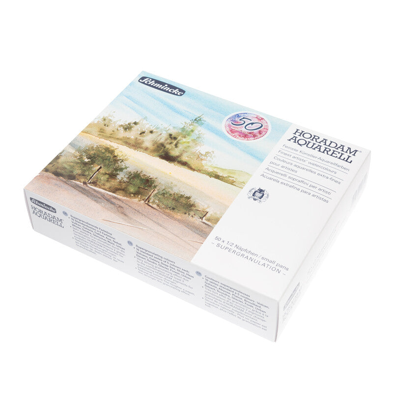 Set in legno di colori ad acquerello Schmincke HORADAM Super Granulation – 50 x 1/2 godet