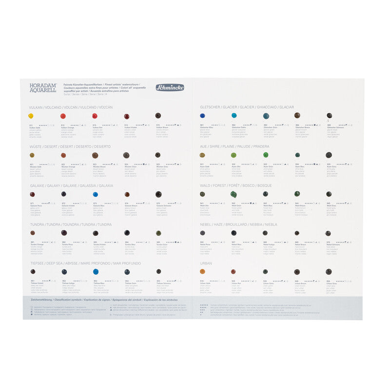 Cartella campionaria Schmincke HORADAM Aquarell Dot Card Super Granulation - 50 colori