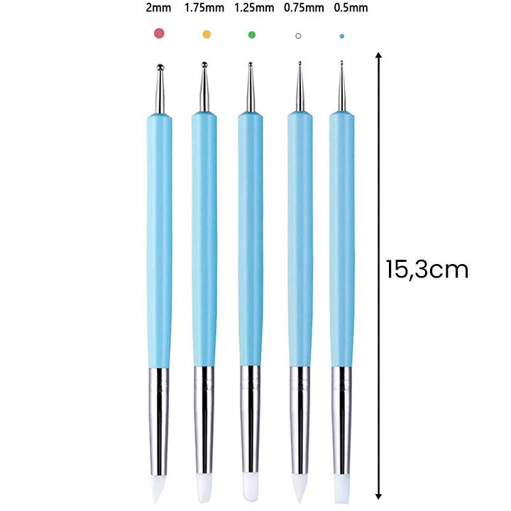 Pennelli bifacciali per silicone e puntinatura 5 pz.