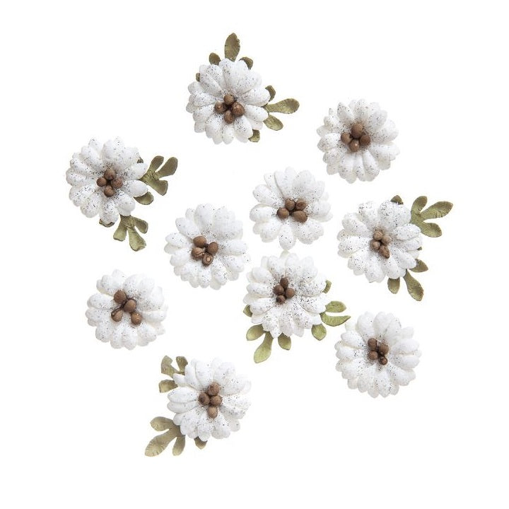 Fiori di carta bianchi Shabby Chic - set da 10 pezzi
