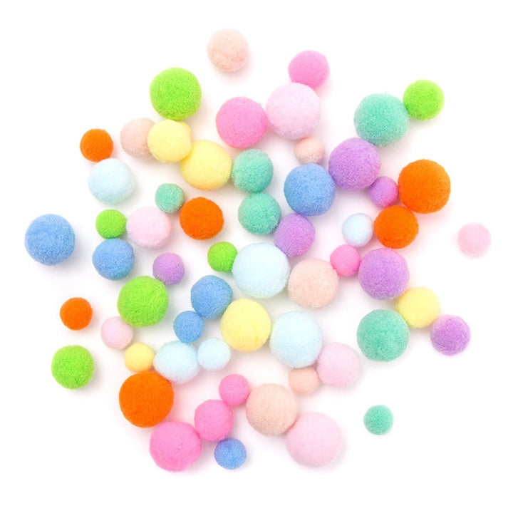 Pompon di peluche arcobaleno / 60 pezzi