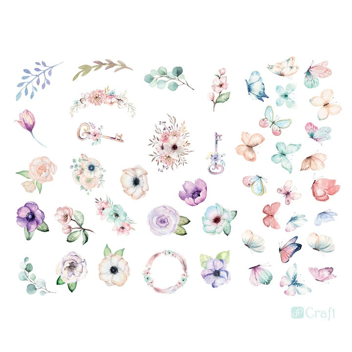 Ritagli di carta con fiori e farfalle Boho - Set di 50 pezzi