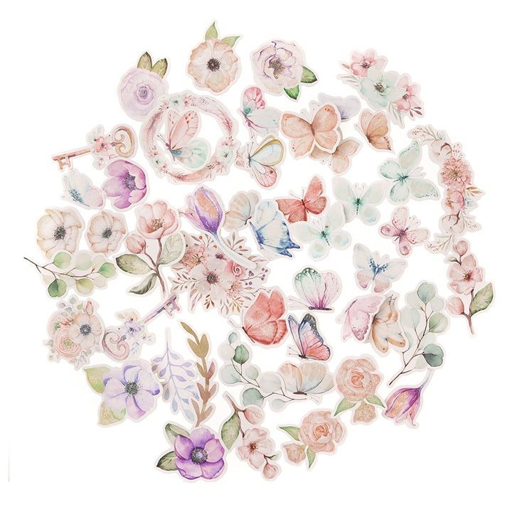 Ritagli di carta con fiori e farfalle Boho - Set di 50 pezzi