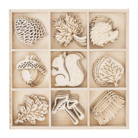 Set di ornamenti decorativi in legno Les / 45 pezzi