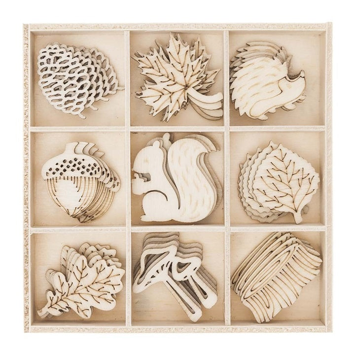 Set di ornamenti decorativi in legno Les / 45 pezzi