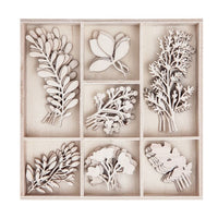 Set di ornamenti decorativi in legno Ramoscelli - 45 pezzi