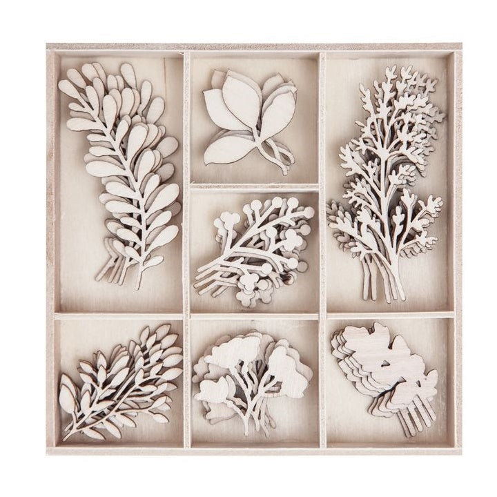 Set di ornamenti decorativi in legno Ramoscelli - 45 pezzi