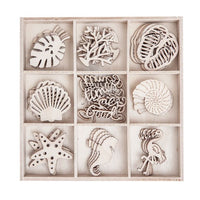 Set di ornamenti decorativi in legno Sea - 45 pezzi