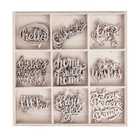 Set di ornamenti decorativi in legno Words - 45 pezzi