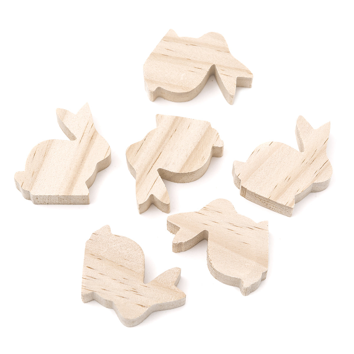 Coniglietto di legno 6 pezzi - 5 x 5,5 x 1,5 cm