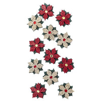 Set di adesivi natalizi 3D glitterati 12 pezzi