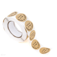 Adesivi in rotolo Fatti a mano con amore marrone 500 pz.