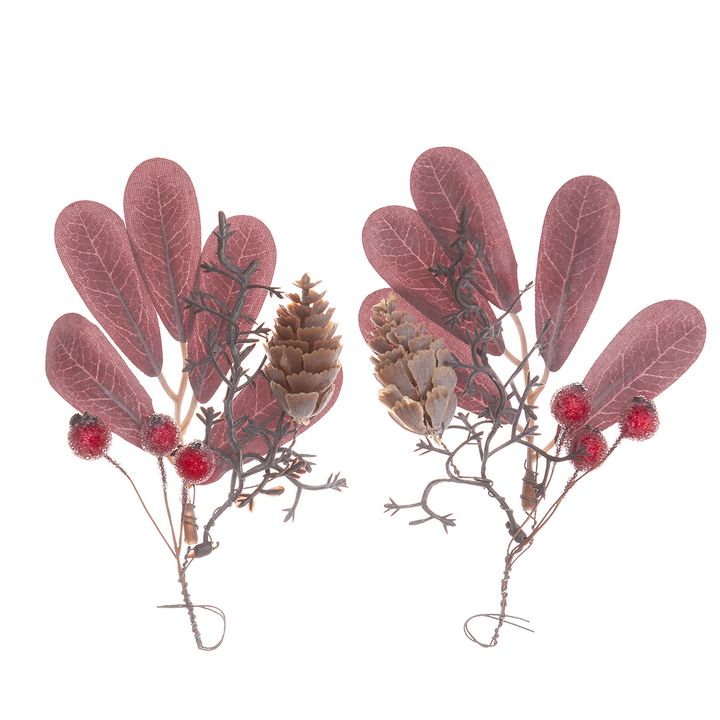 Ramoscello decorativo con bacche rosse 2 pz