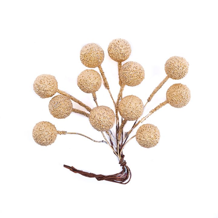Rami decorativi 3D con bacche dorate