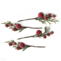 Rami decorativi 3D con bacche rosse 4 pz
