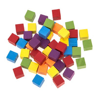Cubi di legno colorati 15x15 mm / Set di 49 pezzi
