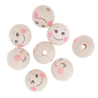 Facce di perline in legno, 3 cm / 8 pz.