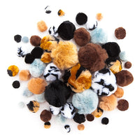 Pom Pom in acrilico con motivi di animali | 56 pezzi