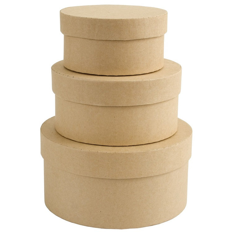 Set delle scatole tonde in cartone - 3 pezzi