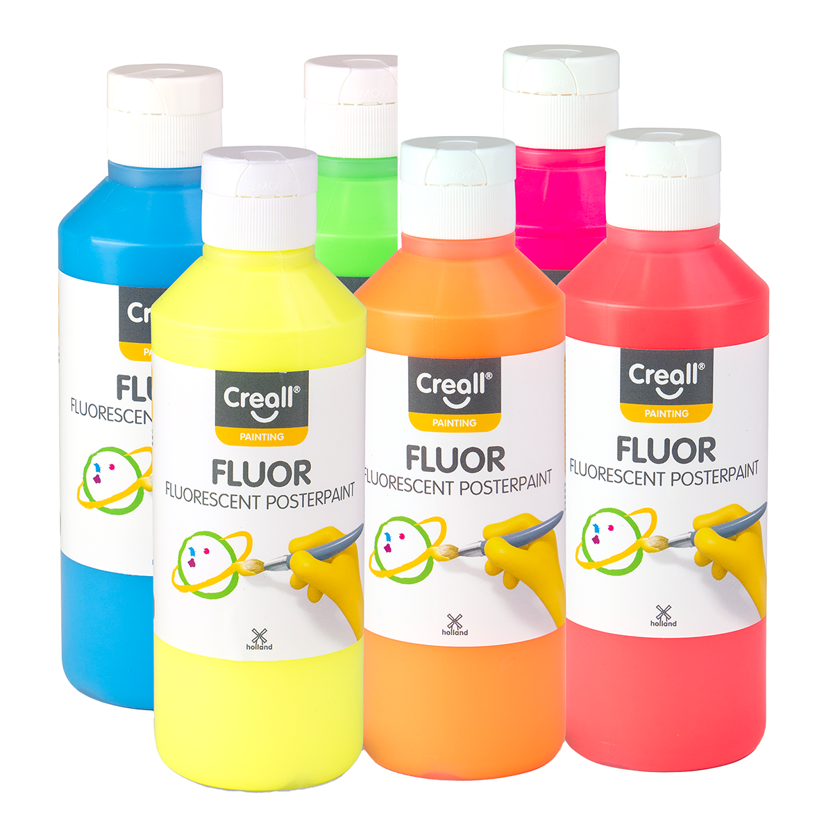 Creall set di tempere Fluor, 6 × 250 ml, colori assortiti