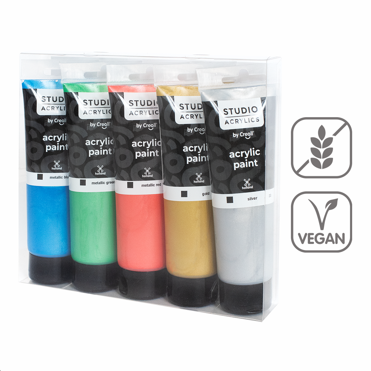 Creall set di colori acrilici Studio acrylics, 5 x 120 ml, mix – metallici ×