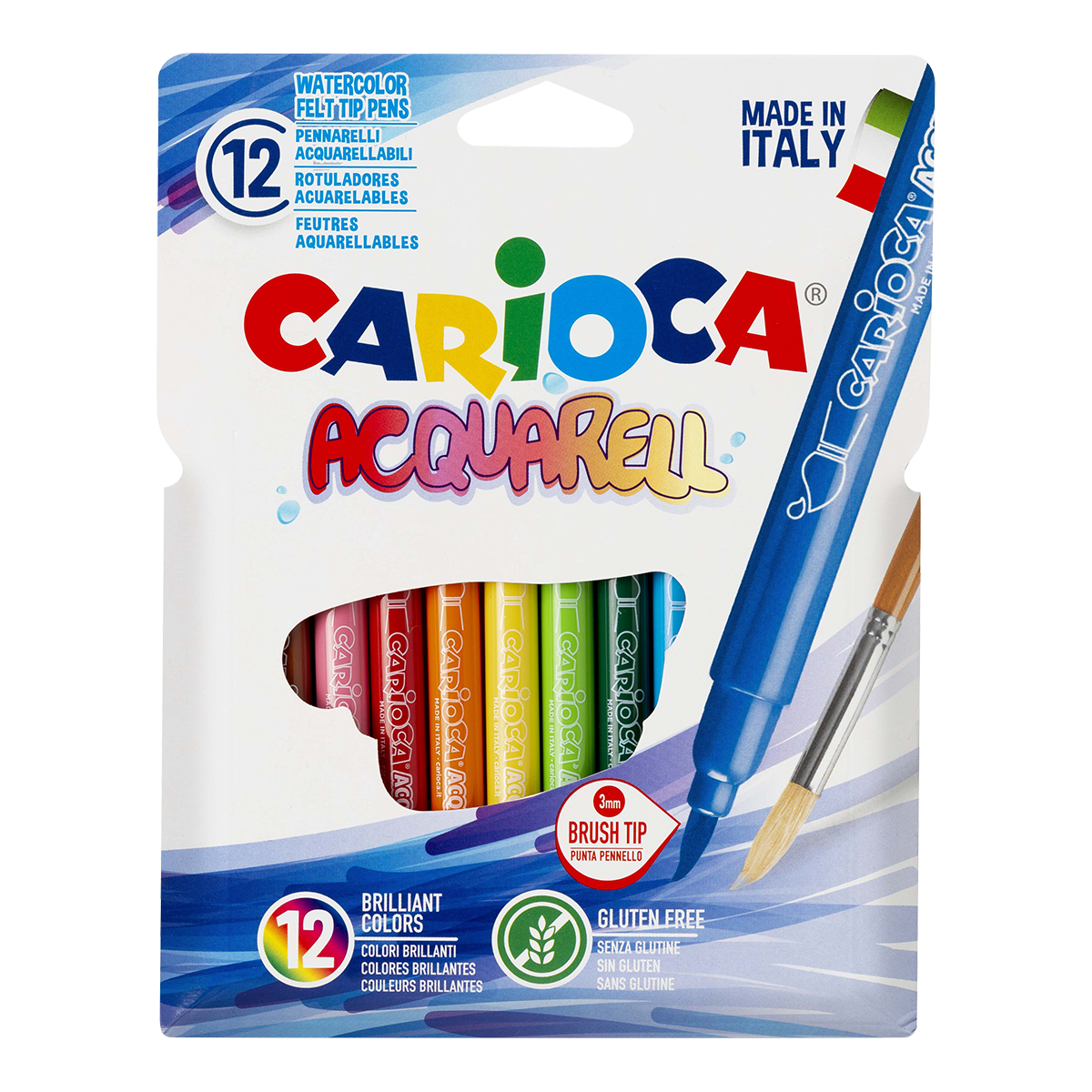 Pennarelli acquerellabili Carioca, 12 pz, colori assortiti