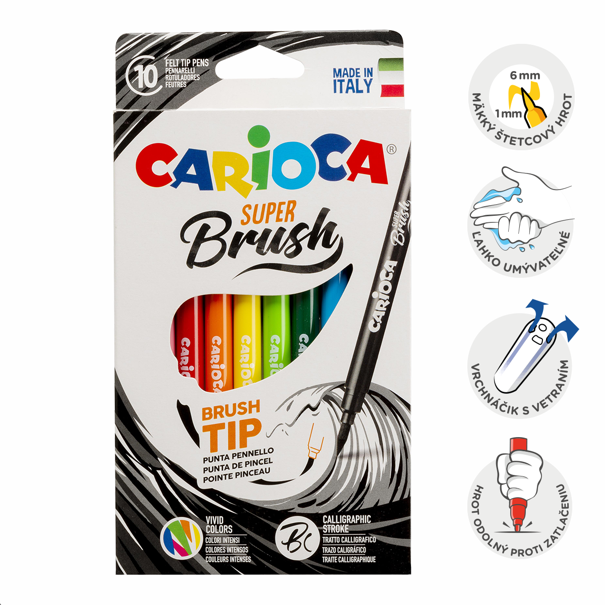 Pennarelli a punta a pennello Carioca Brush, 10 pz, colori assortiti