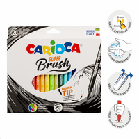 Pennarelli con punta a pennello Carioca Brush, 20 pz, colori assortiti