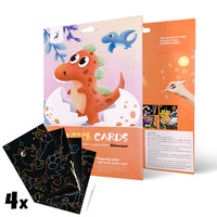 Immagini magici per graffiare per bambini - Piccolo dinosauro - 4 pz