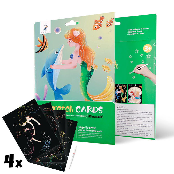 Immagini magici per graffiare per bambini - Sirena - 4 pz