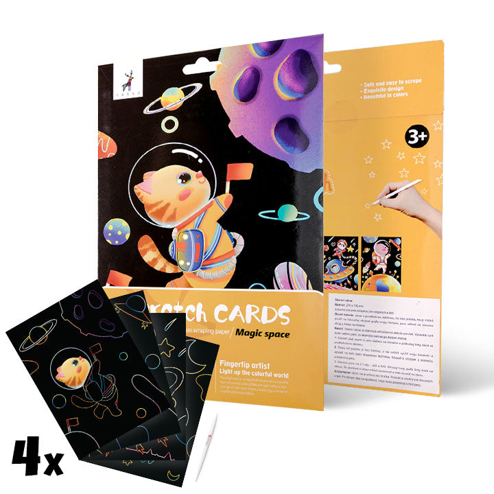 Immagini magici per graffiare per bambini - Spazio magico - 4 pz