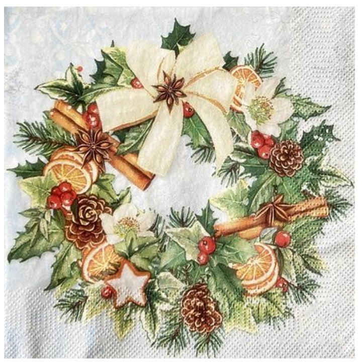 Tovaglioli per decoupage Christmas Wreath - 1 pezzo