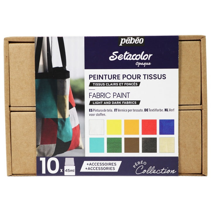 Set colori Pebeo per tessuti chiari e scuri Setacolor Opaque - 10x45 ml