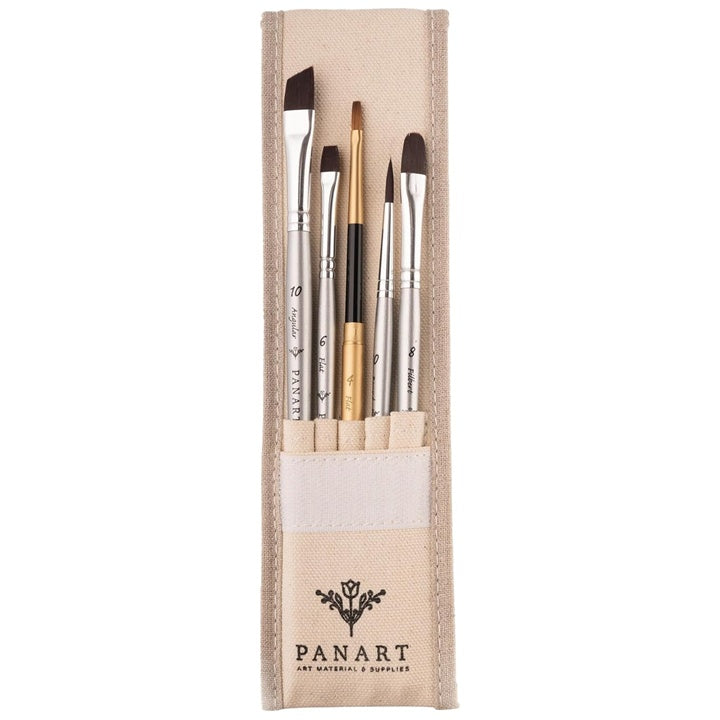 PanArt ATL-02 Set di 5 pennelli in custodia di cotone