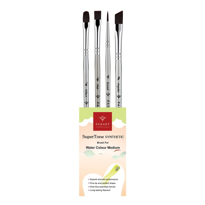 Set di pennelli sintetici per acquerello PanArt SuperTone, 4 pezzi
