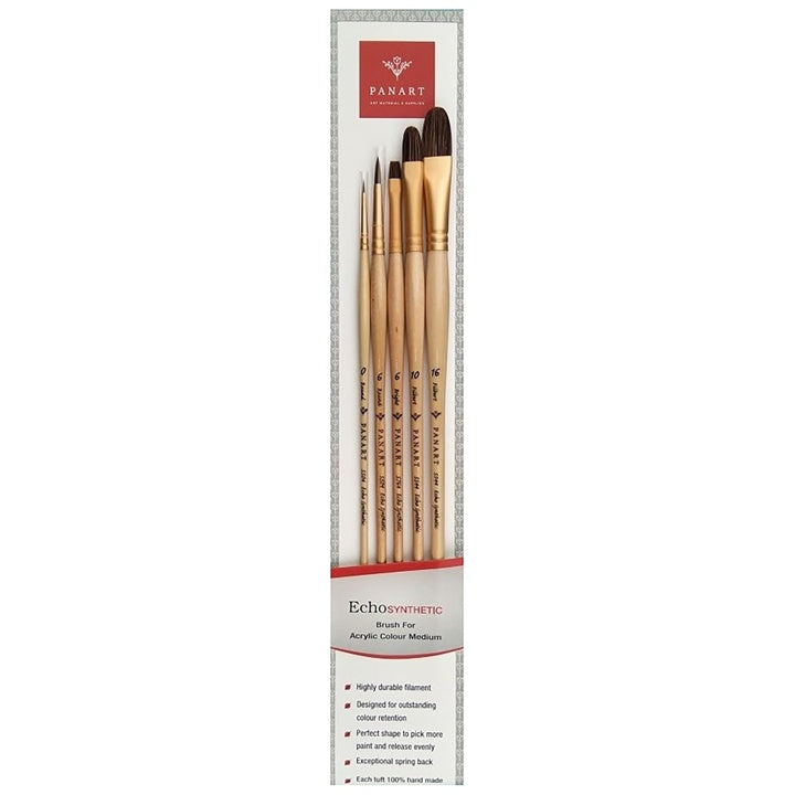 PanArt ES-05 Set di pennelli - rotondi, piatti e filiformi, 5 pezzi