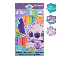 Matite colorate triangolari Colorino JUMBO Stitch Pastel, 12 colori pastello