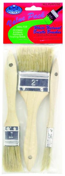 Set di 3 pennelli con manico in legno 1/2”-1”-2”