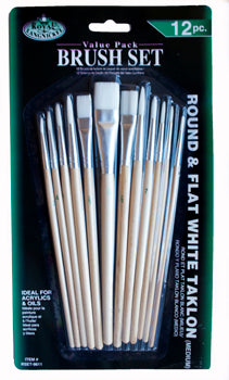 Set di 12 pennelli in taklon bianco 9611