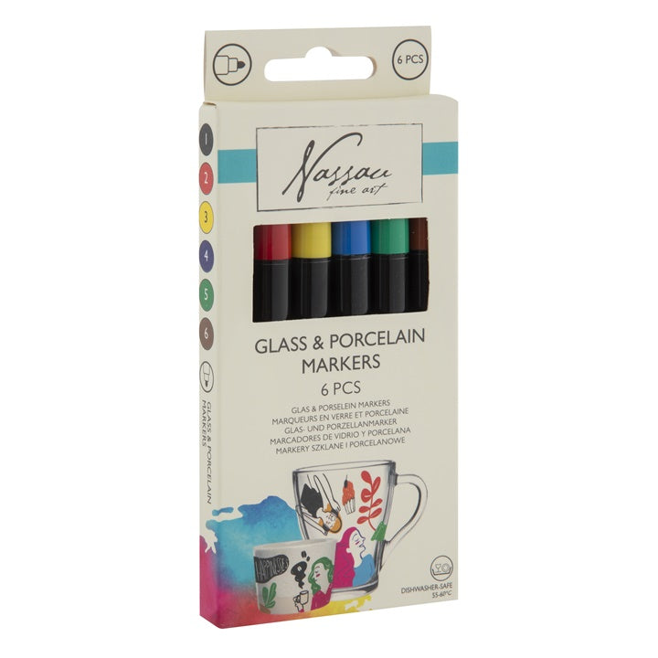 Set di pennarelli per vetro e porcellana 6 pz.