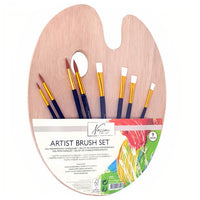 Set di pennelli con tavolozza in legno Nassau Fine Art - 9 pezzi